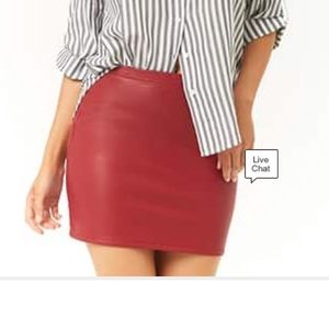 NWT Faux Red Leather Mini Skirt